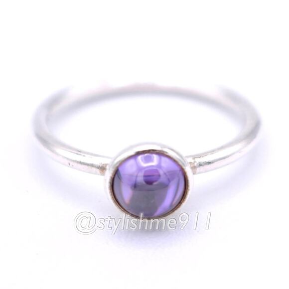 Authentic Pandora Small Poetic Droplet Ring with Purple Zirconia - Picture 1 of 15
